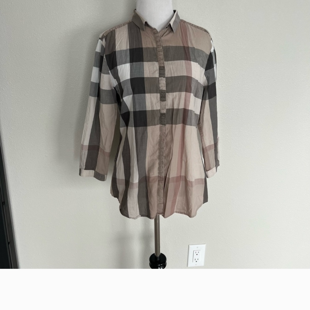 Burberry Brit Stone Gray Nova Check Women's Shirt - Picture 4 of 16